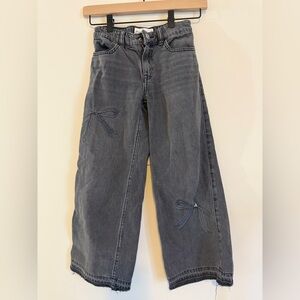 Girls Abercrombie & Fitch Gray Wide-Leg Jeans with Bow Details